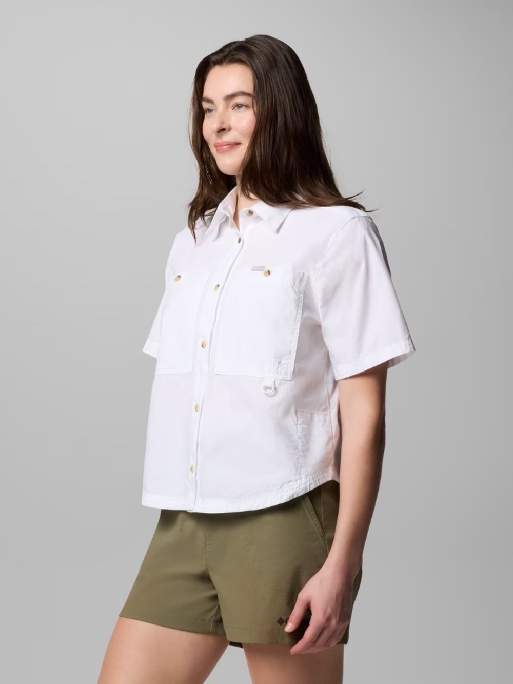 NWT Columbia Brea Falls Woven Short Sleeve Utility Camp Shirt White Relaxed Fit
